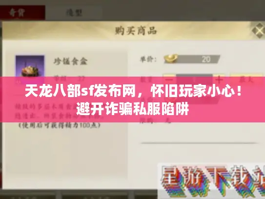 天龙八部sf发布网，怀旧玩家小心！避开诈骗私服陷阱