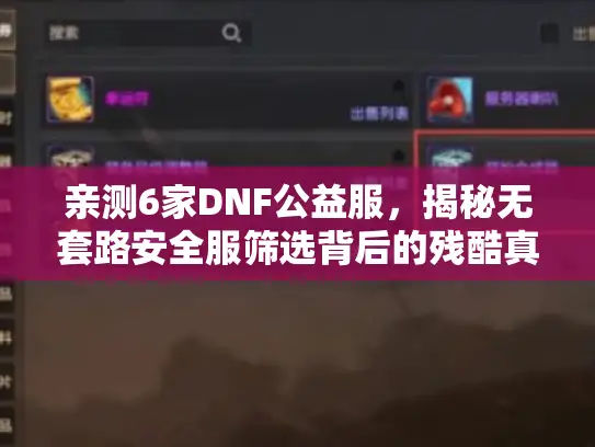 亲测6家DNF公益服，揭秘无套路安全服筛选背后的残酷真相！