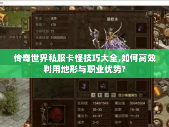 传奇世界私服卡怪技巧大全,如何高效利用地形与职业优势?