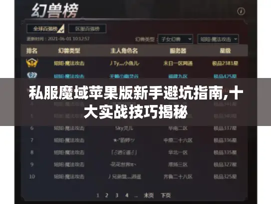 私服魔域苹果版新手避坑指南,十大实战技巧揭秘 私服魔域苹果版新手避坑指南,十大实战技巧揭秘