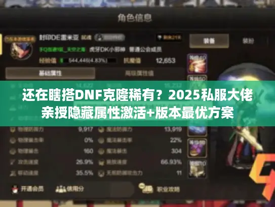还在瞎搭DNF克隆稀有？2025私服大佬亲授隐藏属性激活+版本最优方案