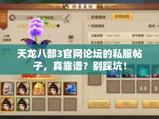 天龙八部3官网论坛的私服帖子，真靠谱？别踩坑！