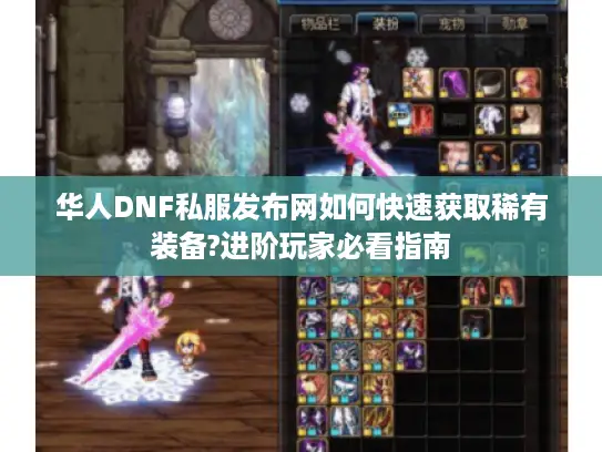 华人DNF私服发布网如何快速获取稀有装备?进阶玩家必看指南