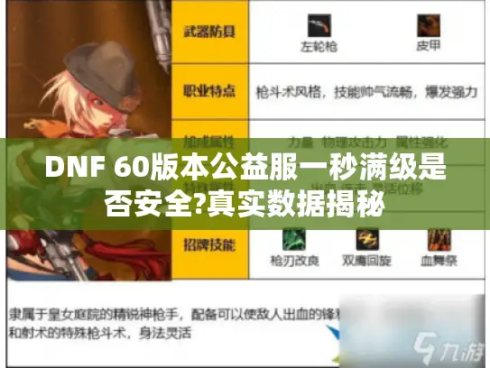 DNF 60版本公益服一秒满级是否安全?真实数据揭秘