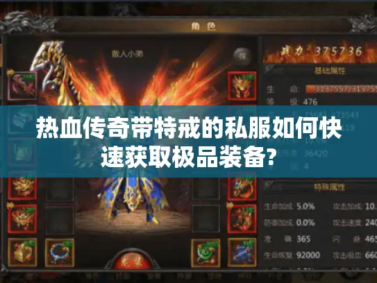 热血传奇带特戒的私服如何快速获取极品装备?