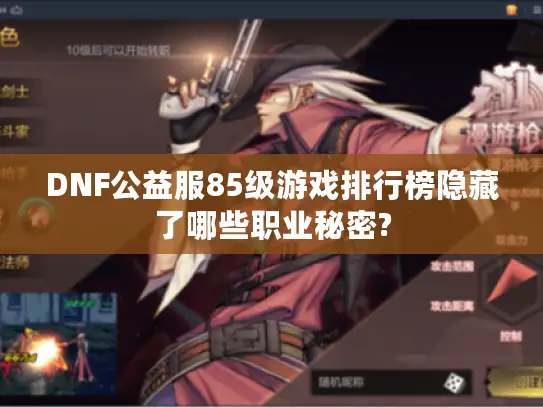 DNF公益服85级游戏排行榜隐藏了哪些职业秘密?