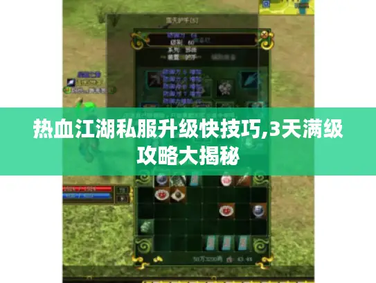 热血江湖私服升级快技巧,3天满级攻略大揭秘 热血江湖私服升级快技巧,3天满级攻略大揭秘