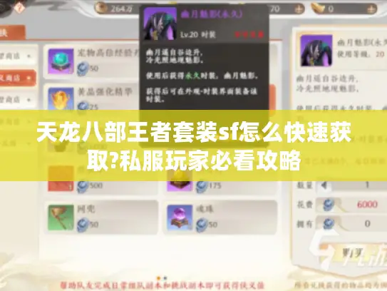 天龙八部王者套装sf怎么快速获取?私服玩家必看攻略 天龙八部王者套装sf怎么快速获取?私服玩家必看攻略