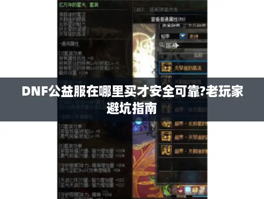 DNF公益服在哪里买才安全可靠?老玩家避坑指南 DNF公益服在哪里买才安全可靠?老玩家避坑指南