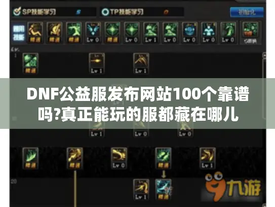 DNF公益服发布网站100个靠谱吗?真正能玩的服都藏在哪儿