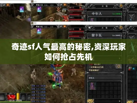 奇迹sf人气最高的秘密,资深玩家如何抢占先机